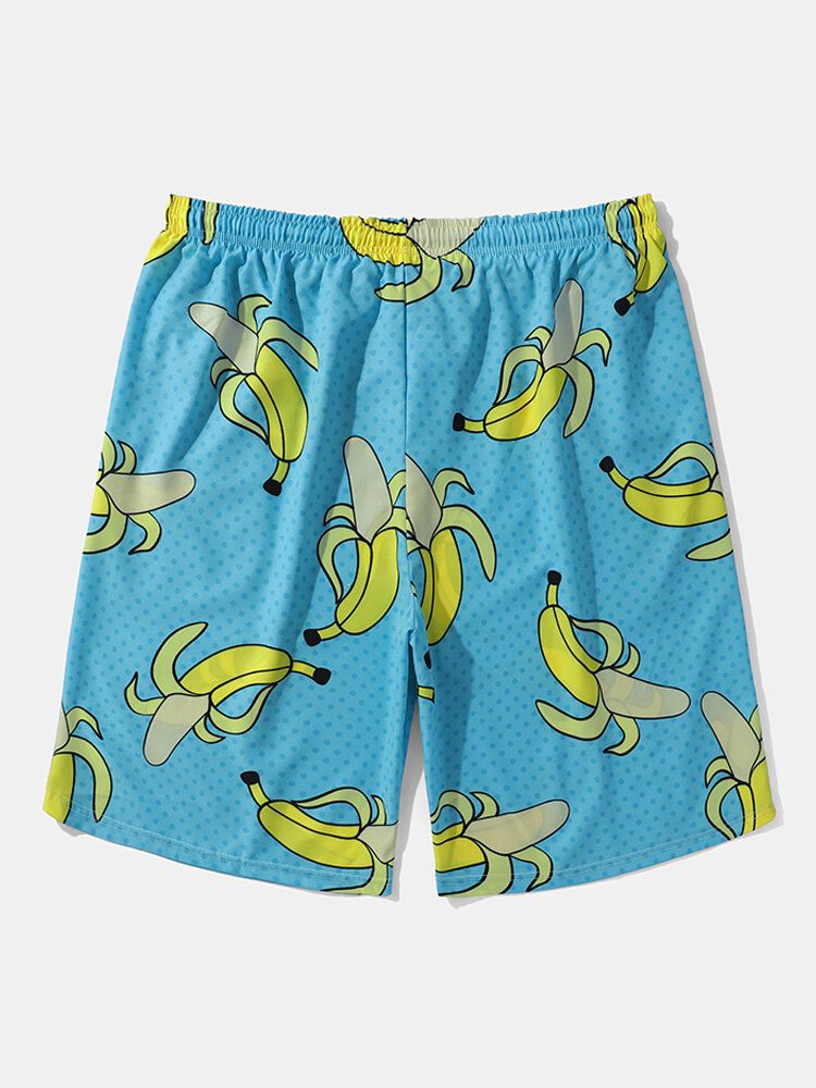 Hommes Allover Bananas Print Board Beachwear Loose Fit Short À Jambes Larges