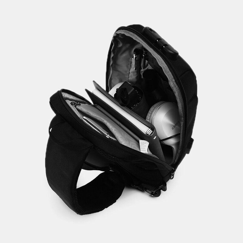 Hommes Anti-vol Usb Charge Multi-couches Étanche Sac À Bandoulière Poitrine Sac Sling Bag