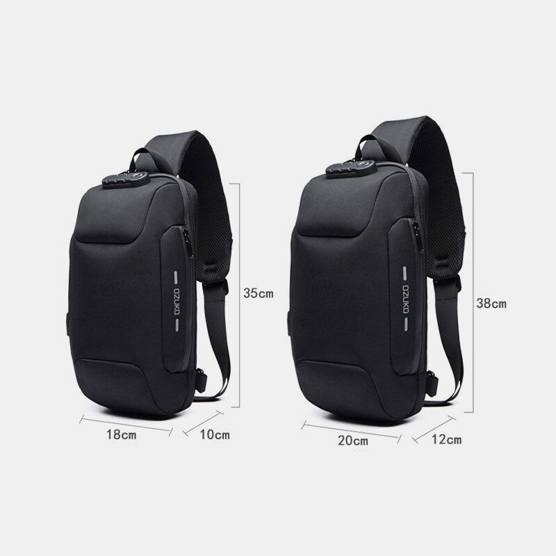 Hommes Anti-vol Usb Charge Multi-couches Étanche Sac À Bandoulière Poitrine Sac Sling Bag