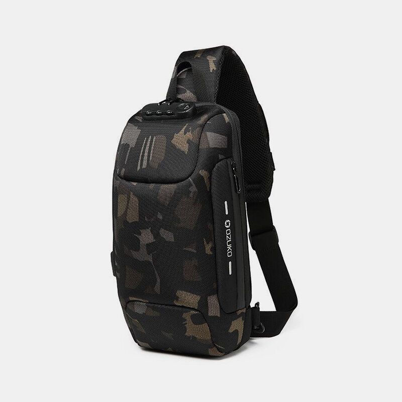 Hommes Anti-vol Usb Charge Multi-couches Étanche Sac À Bandoulière Poitrine Sac Sling Bag