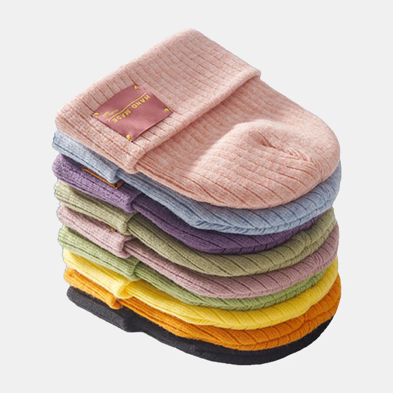 Hommes Beanie Chapeau Coton Tricoté Rayé Couleur Contraste Lettres Patch All-match Chaleur Chapeau Pour Femmes