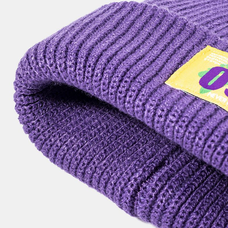 Hommes Beanie Chapeau Tricoté Jacquard Numéro Carte Motif Patch All-match Chaleur Crâne Cap Pour Les Femmes