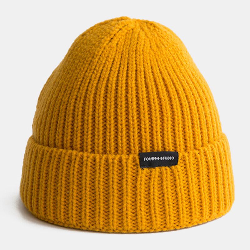 Hommes Beanie Chapeau Tricoté Lettres Étiquette All-match Chaleur Propriétaire Cap Skull Cap Pour Femmes