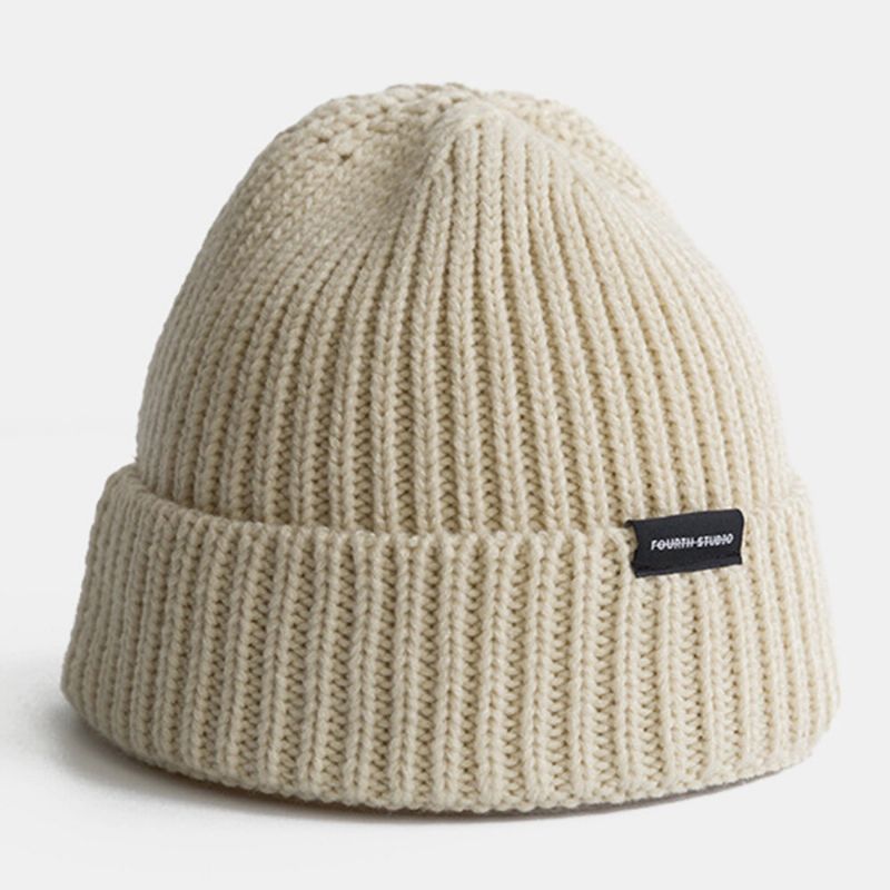 Hommes Beanie Chapeau Tricoté Lettres Étiquette All-match Chaleur Propriétaire Cap Skull Cap Pour Femmes