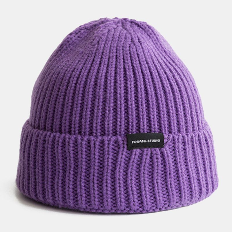 Hommes Beanie Chapeau Tricoté Lettres Étiquette All-match Chaleur Propriétaire Cap Skull Cap Pour Femmes