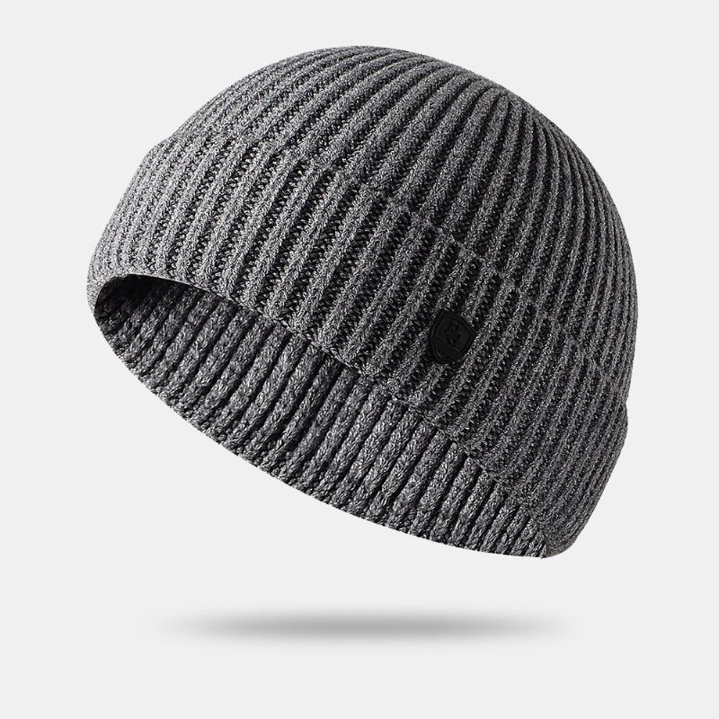 Hommes Beanie Chapeaux Tricoté Lettre Étiquette All-match Épaissir Chaleur Propriétaire Cap Skull Cap