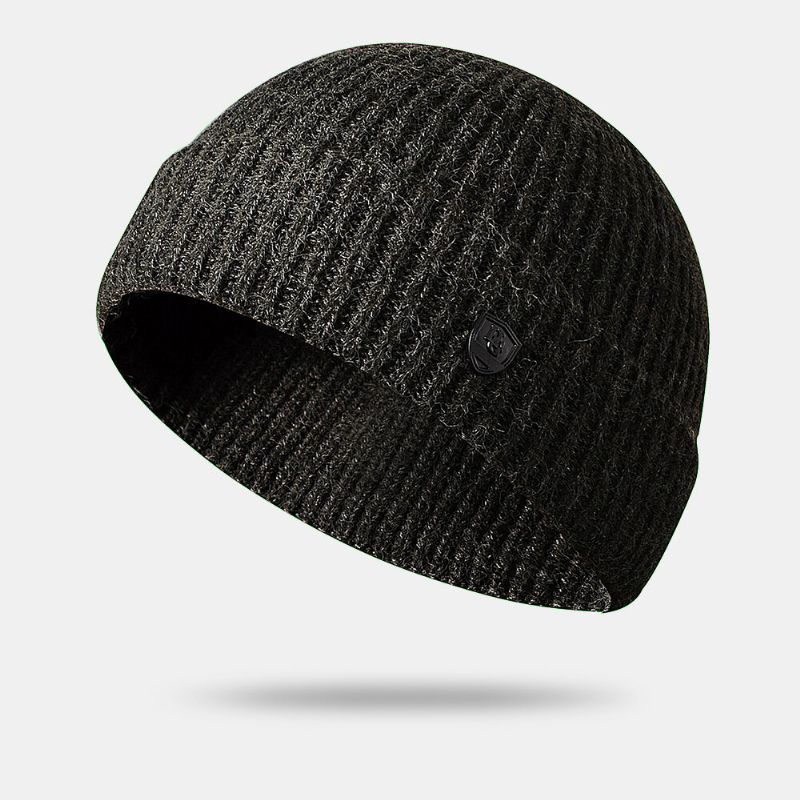 Hommes Beanie Chapeaux Tricoté Lettre Étiquette All-match Épaissir Chaleur Propriétaire Cap Skull Cap