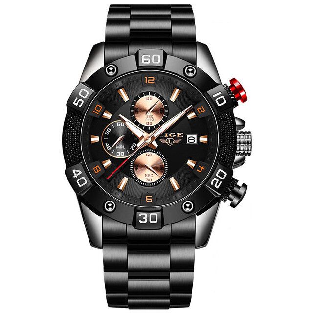 Hommes Boîtier En Métal Mode Affichage Lumineux 30m Montre Étanche Montre À Quartz