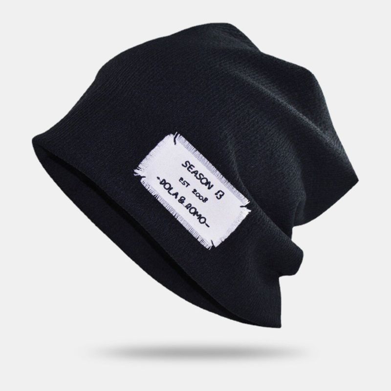 Hommes Bonnet Chapeau Couleur Unie Broderie Lettre Patch Double Couche Respirant Chapeau Sans Bord Pour Les Femmes