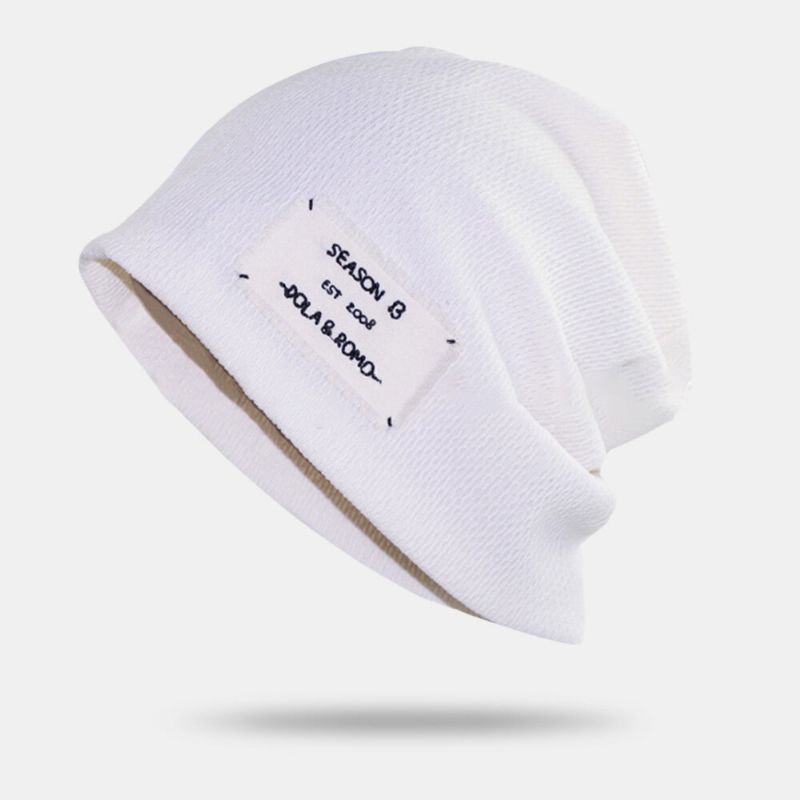 Hommes Bonnet Chapeau Couleur Unie Broderie Lettre Patch Double Couche Respirant Chapeau Sans Bord Pour Les Femmes