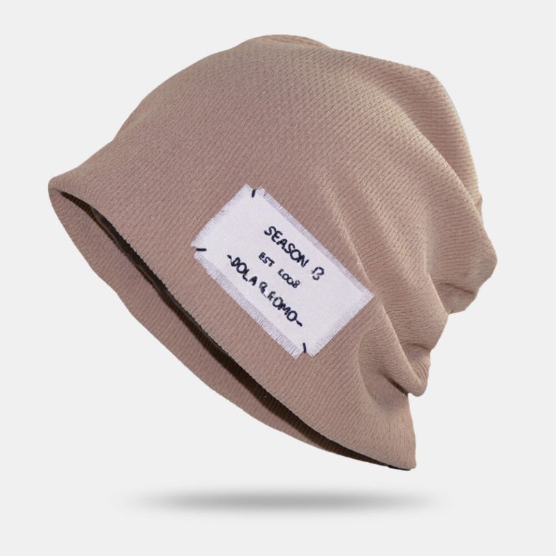 Hommes Bonnet Chapeau Couleur Unie Broderie Lettre Patch Double Couche Respirant Chapeau Sans Bord Pour Les Femmes