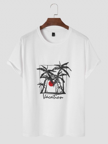 Hommes Bord De Mer Paysage Graphique Hawaï Style Doux Respirant T-shirt Tout Assorti