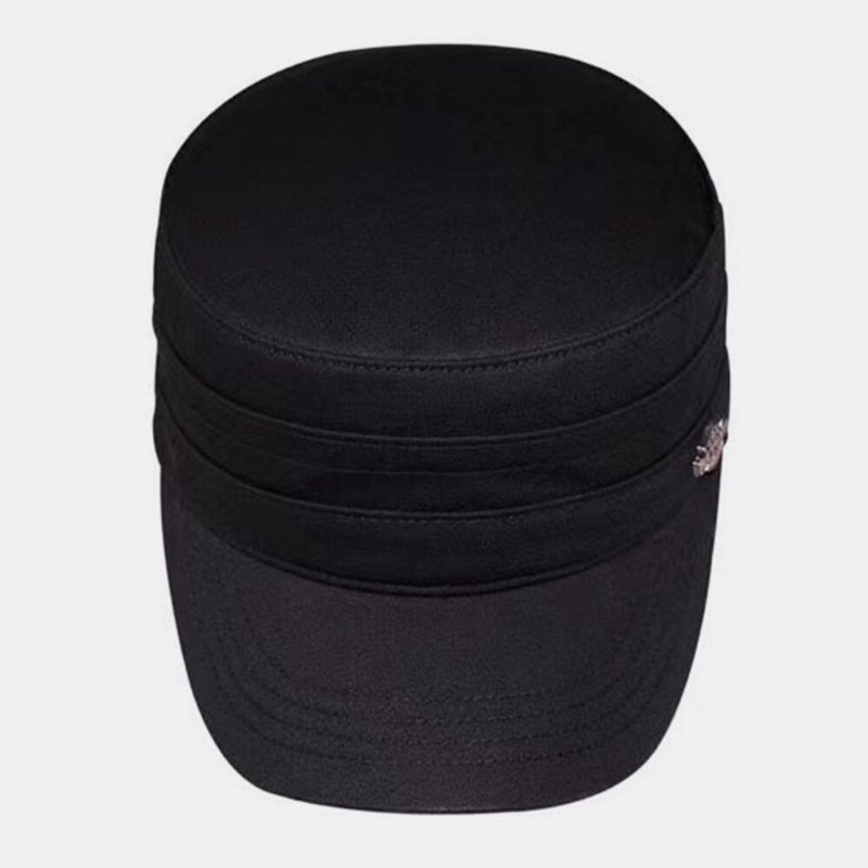 Hommes Bouclier Fer Étiquette Conception Respirant Casquette Militaire Casquette Plate Mode Anti-uv Parasol Armée Casquette Cadet Chapeau