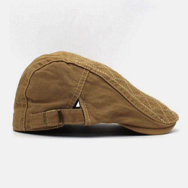 Hommes Broderie Béret Casquette Coton Réglable Sauvage En Plein Air Voyage Crème Solaire Gavroche Casquette Plat Chapeau