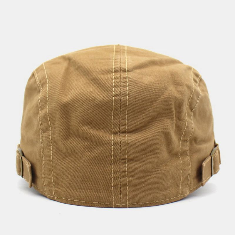 Hommes Broderie Béret Casquette Coton Réglable Sauvage En Plein Air Voyage Crème Solaire Gavroche Casquette Plat Chapeau