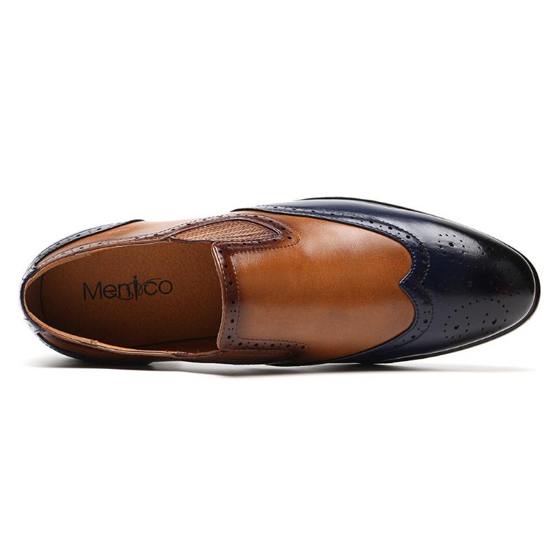 Hommes Brogue Carved Color Spicing Slip On Business Oxfords