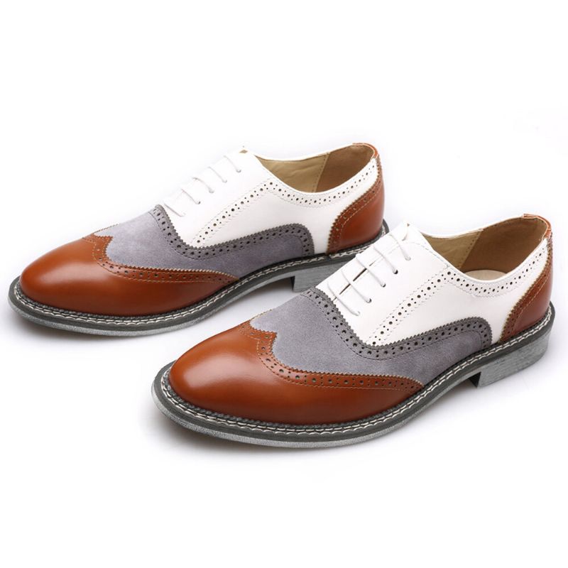 Hommes Brogue Colorblock Oxfords Lace Up Business Casual Chaussures Formelles