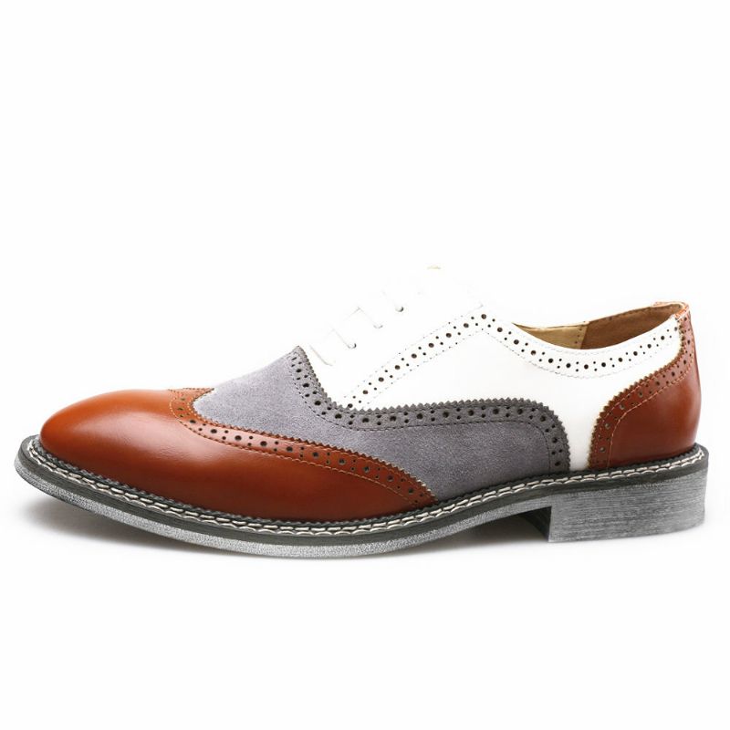 Hommes Brogue Colorblock Oxfords Lace Up Business Casual Chaussures Formelles