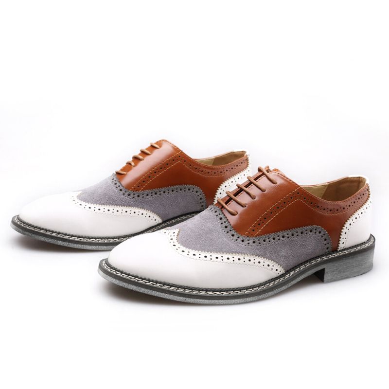 Hommes Brogue Colorblock Oxfords Lace Up Business Casual Chaussures Formelles