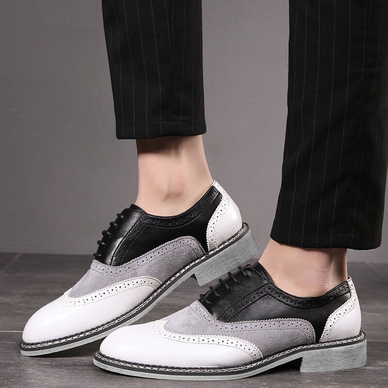 Hommes Brogue Colorblock Oxfords Lace Up Business Casual Chaussures Formelles