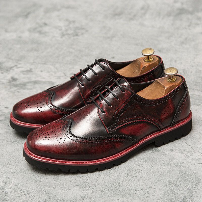 Hommes Brogue Craved Retro Gentleman Chaussures Habillées