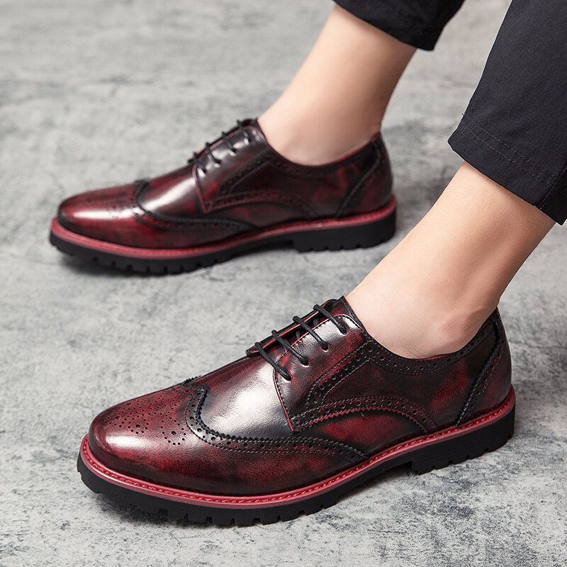 Hommes Brogue Craved Retro Gentleman Chaussures Habillées