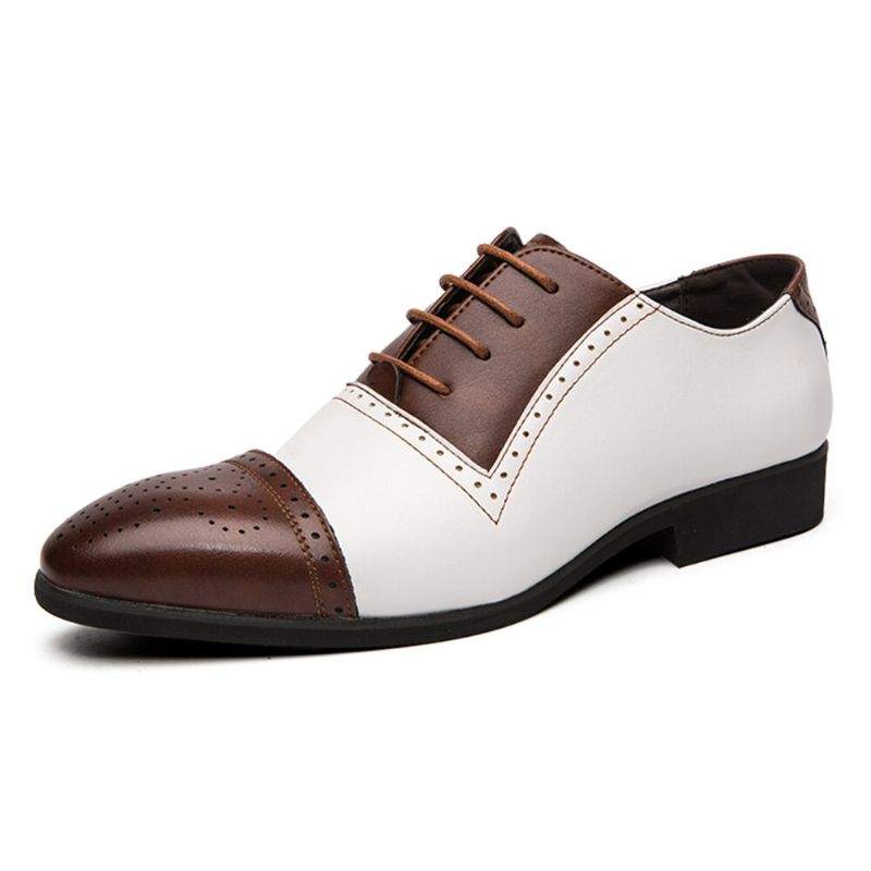 Hommes Brogue Sculpté En Cuir Microfibre Couleur Couture Formelle Business Oxfords