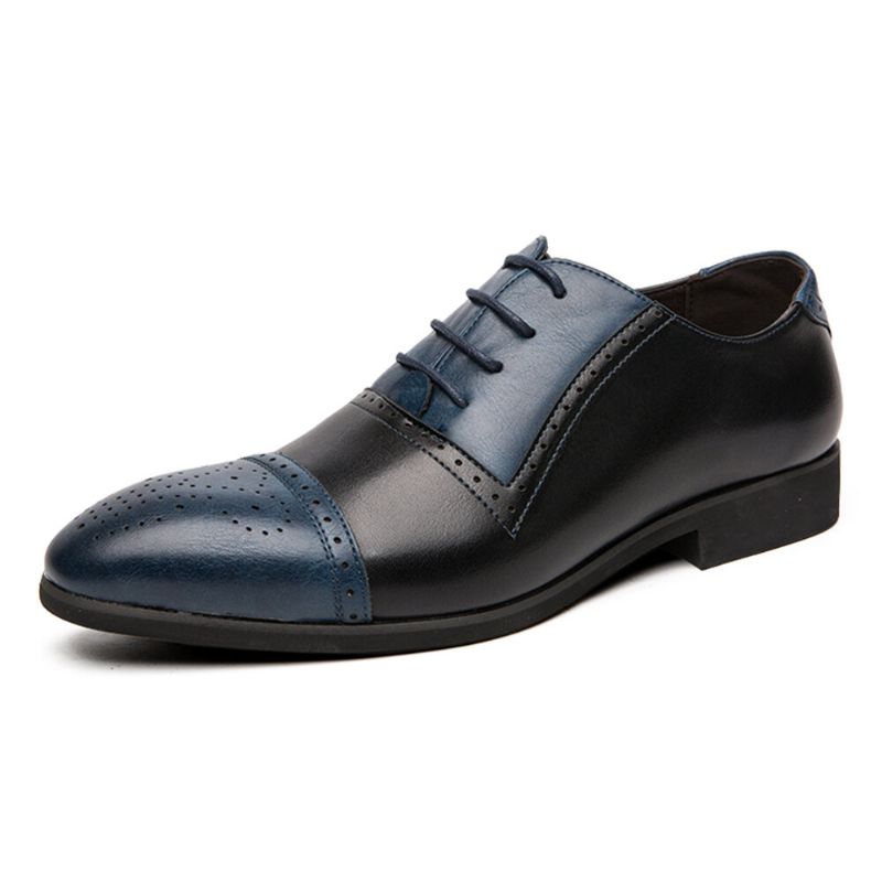 Hommes Brogue Sculpté En Cuir Microfibre Couleur Couture Formelle Business Oxfords