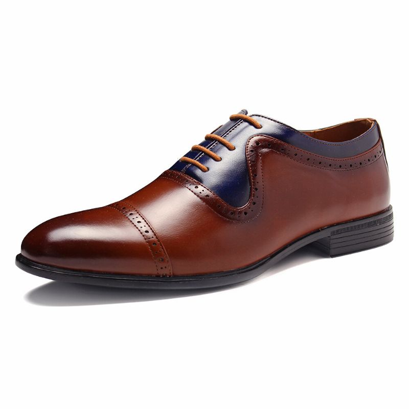 Hommes Brogue Sculpté Spicing Cuir Pointu Business Oxfords