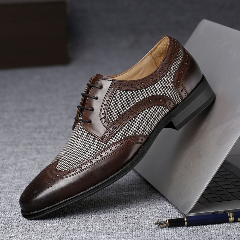 Hommes Brogue Splicing Business Formal Lace Up Oxfords Chaussures