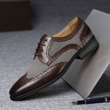 Hommes Brogue Splicing Business Formal Lace Up Oxfords Chaussures