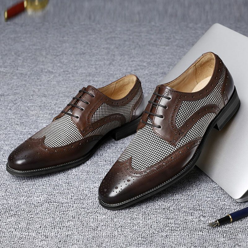 Hommes Brogue Splicing Business Formal Lace Up Oxfords Chaussures