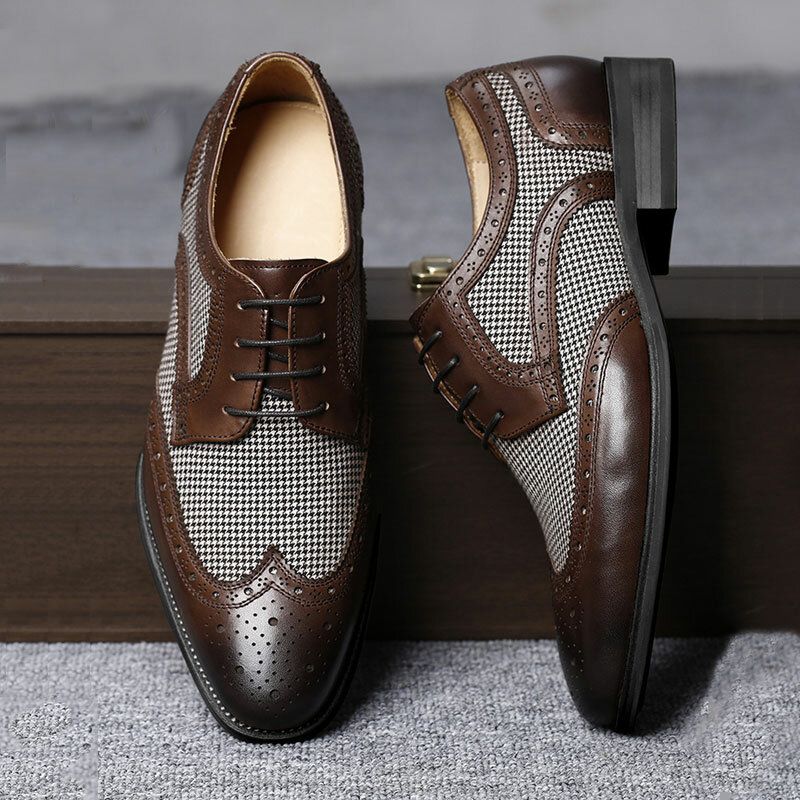 Hommes Brogue Splicing Business Formal Lace Up Oxfords Chaussures