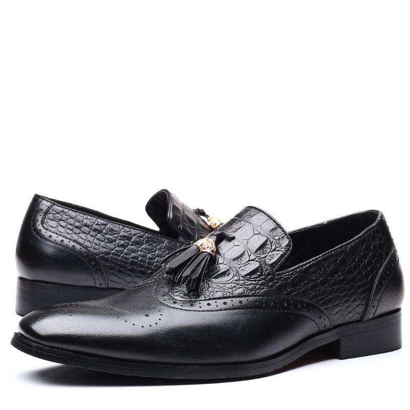 Hommes Brogue Tassel Decor Dress Mocassins Slip On Business Casual Chaussures Formelles