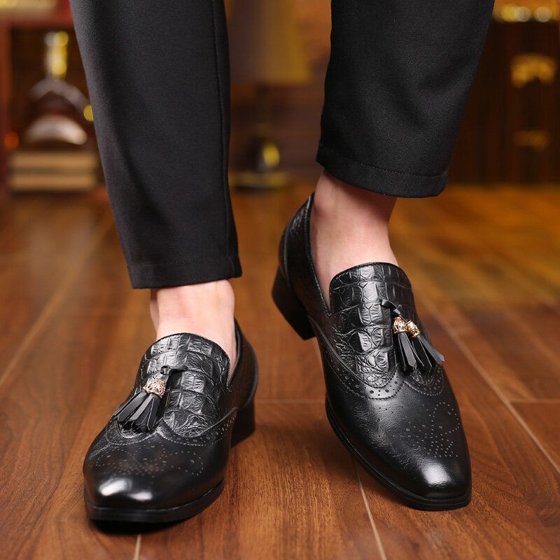 Hommes Brogue Tassel Decor Dress Mocassins Slip On Business Casual Chaussures Formelles