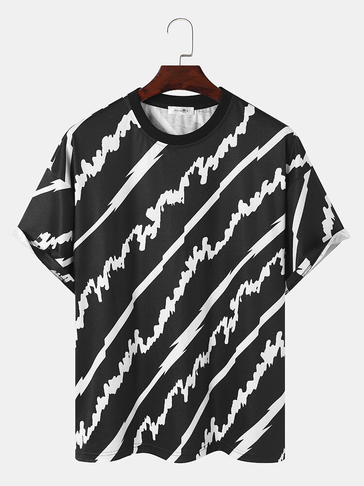 Hommes Brosse Motif Col Rond Manches Courtes Doux Cool T-shirts Décontractés