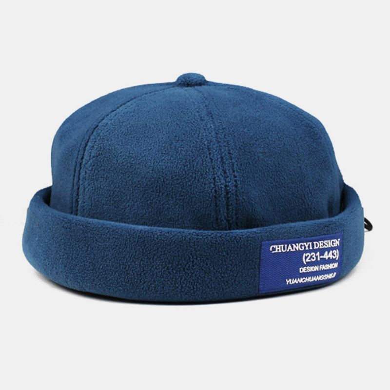 Hommes Cachemire Couleur Unie Lettre Tissu Bâton Sertissage Réglable Décontracté Parasol Bonnet Propriétaire Casquette Crâne Casquette