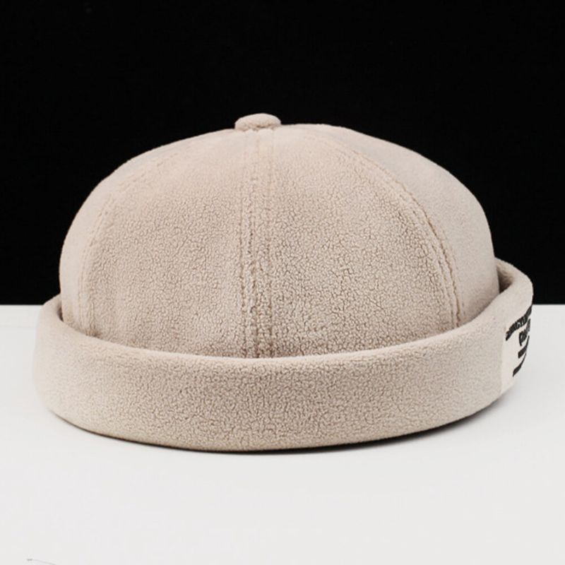 Hommes Cachemire Couleur Unie Lettre Tissu Bâton Sertissage Réglable Décontracté Parasol Bonnet Propriétaire Casquette Crâne Casquette