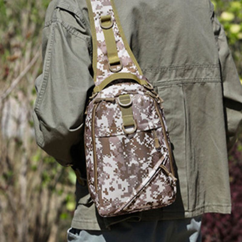 Hommes Camouflage Multi-portage Tactique Pêche Voyage En Plein Air Poitrine Sac Sac À Bandoulière