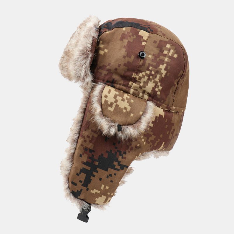 Hommes Camouflage Soviétique Badge Trappeur Chapeau Hiver Épaissir Chaud Cool Protection Oreille Protection Chapeau Russe