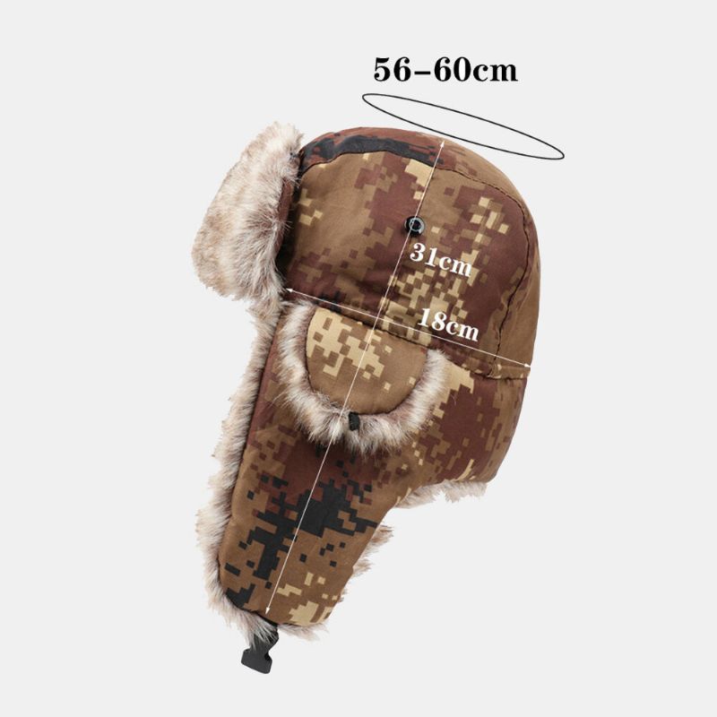 Hommes Camouflage Soviétique Badge Trappeur Chapeau Hiver Épaissir Chaud Cool Protection Oreille Protection Chapeau Russe