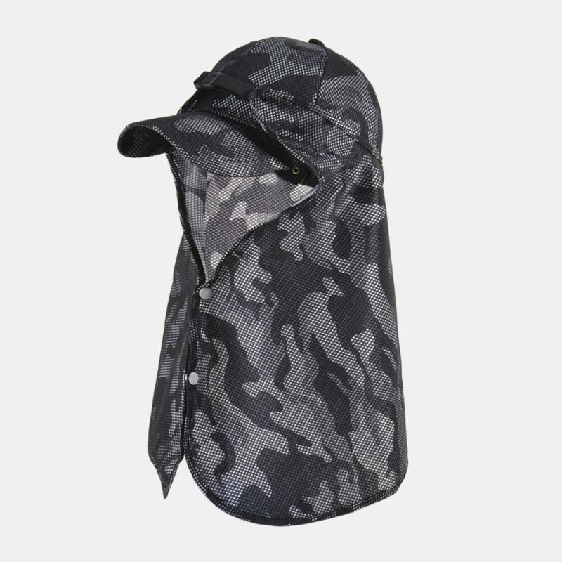 Hommes Camouflages Masque Amovible Rideau Extérieur Alpinisme Pêche 360 Degrés Protection Solaire Chapeau De Baseball