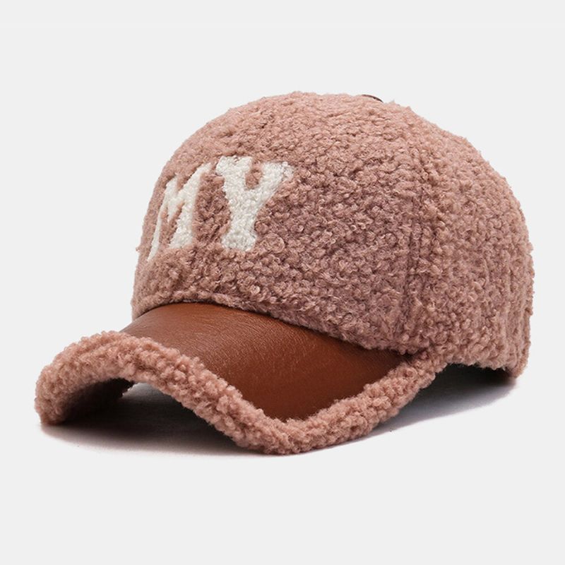 Hommes Casquette De Baseball Agneau En Peluche Pu Patchwork Couleur Contraste Automne Hiver Chaleur Gavroche Casquettes Pour Femmes