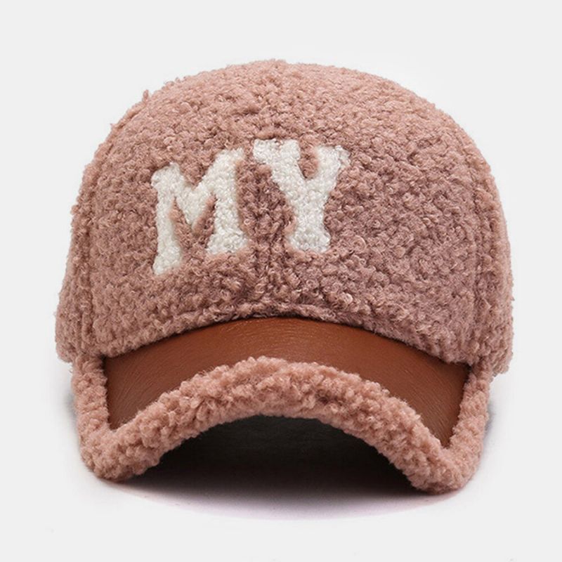 Hommes Casquette De Baseball Agneau En Peluche Pu Patchwork Couleur Contraste Automne Hiver Chaleur Gavroche Casquettes Pour Femmes