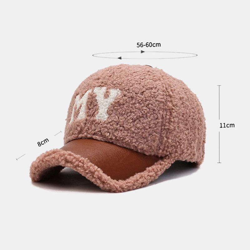 Hommes Casquette De Baseball Agneau En Peluche Pu Patchwork Couleur Contraste Automne Hiver Chaleur Gavroche Casquettes Pour Femmes