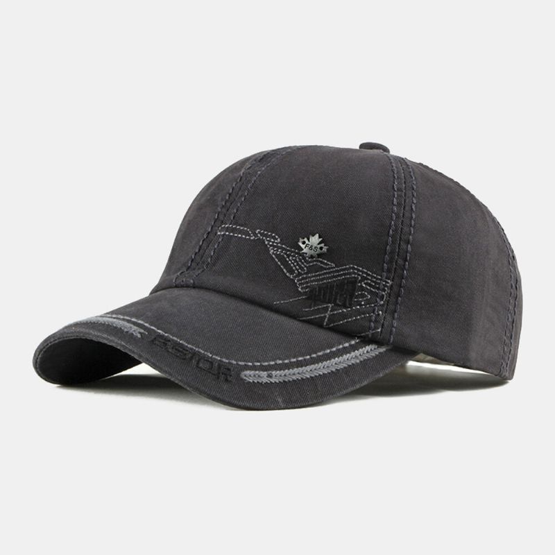 Hommes Casquette De Baseball Coton Lettre Géométrique Broderie Étiquette En Métal Extérieur Décontracté Parasol Baseball Chapeau