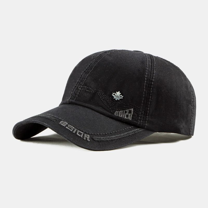 Hommes Casquette De Baseball Coton Lettre Géométrique Broderie Étiquette En Métal Extérieur Décontracté Parasol Baseball Chapeau