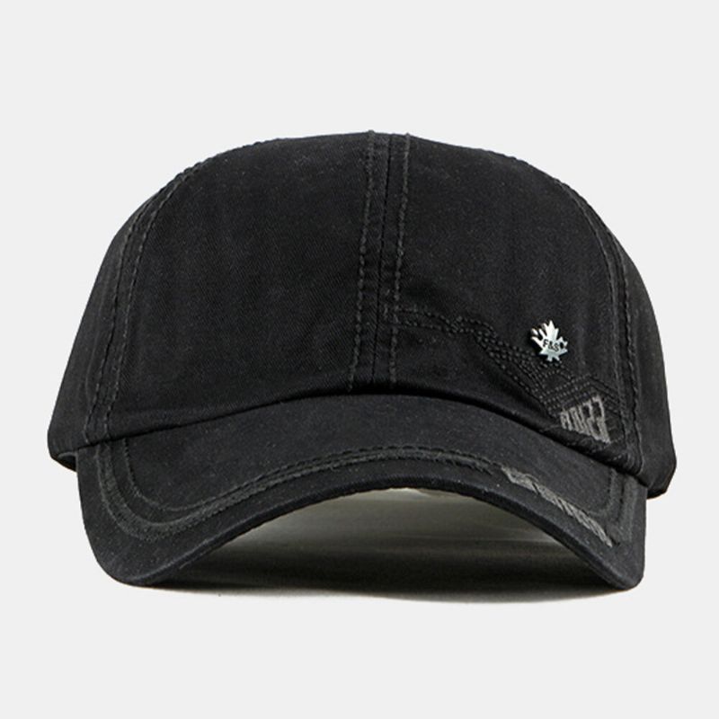 Hommes Casquette De Baseball Coton Lettre Géométrique Broderie Étiquette En Métal Extérieur Décontracté Parasol Baseball Chapeau