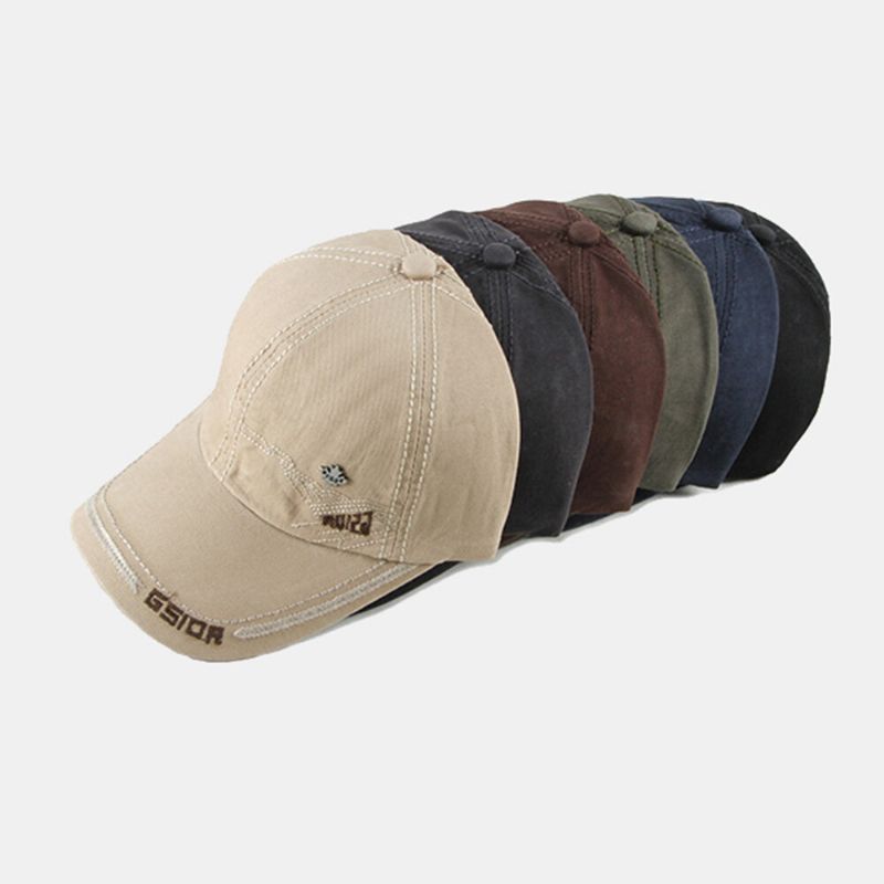 Hommes Casquette De Baseball Coton Lettre Géométrique Broderie Étiquette En Métal Extérieur Décontracté Parasol Baseball Chapeau