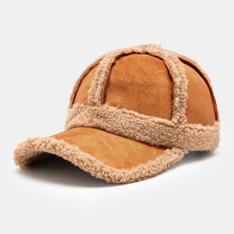 Hommes Casquette De Baseball Laine Daim Patchwork Épaissie Chaleur Coupe-vent All-match Ivy Cap Pour Femmes